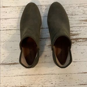 Lucky Sage Green Bailey Suede Open Sided Booties